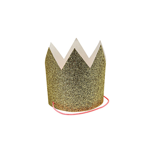 Mini Gold Glittered Crowns-8set